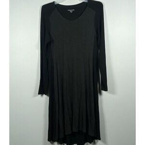 Eileen Fisher Stretch‎ Viscose Black Grey Jersey Melange Dress Women's Sz PP